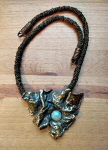 Brass corded necklace w